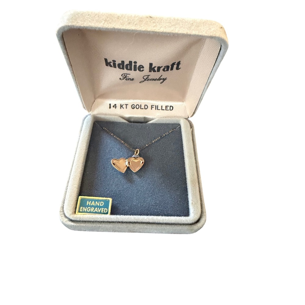 Necklace Heart Locket Vintage Kiddie Kraft Women Gold 14k Gold Filled Floral